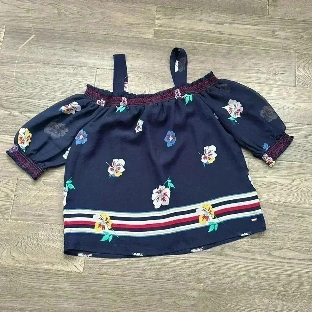 Tommy Hilfiger | Black off the shoulder floral blouse